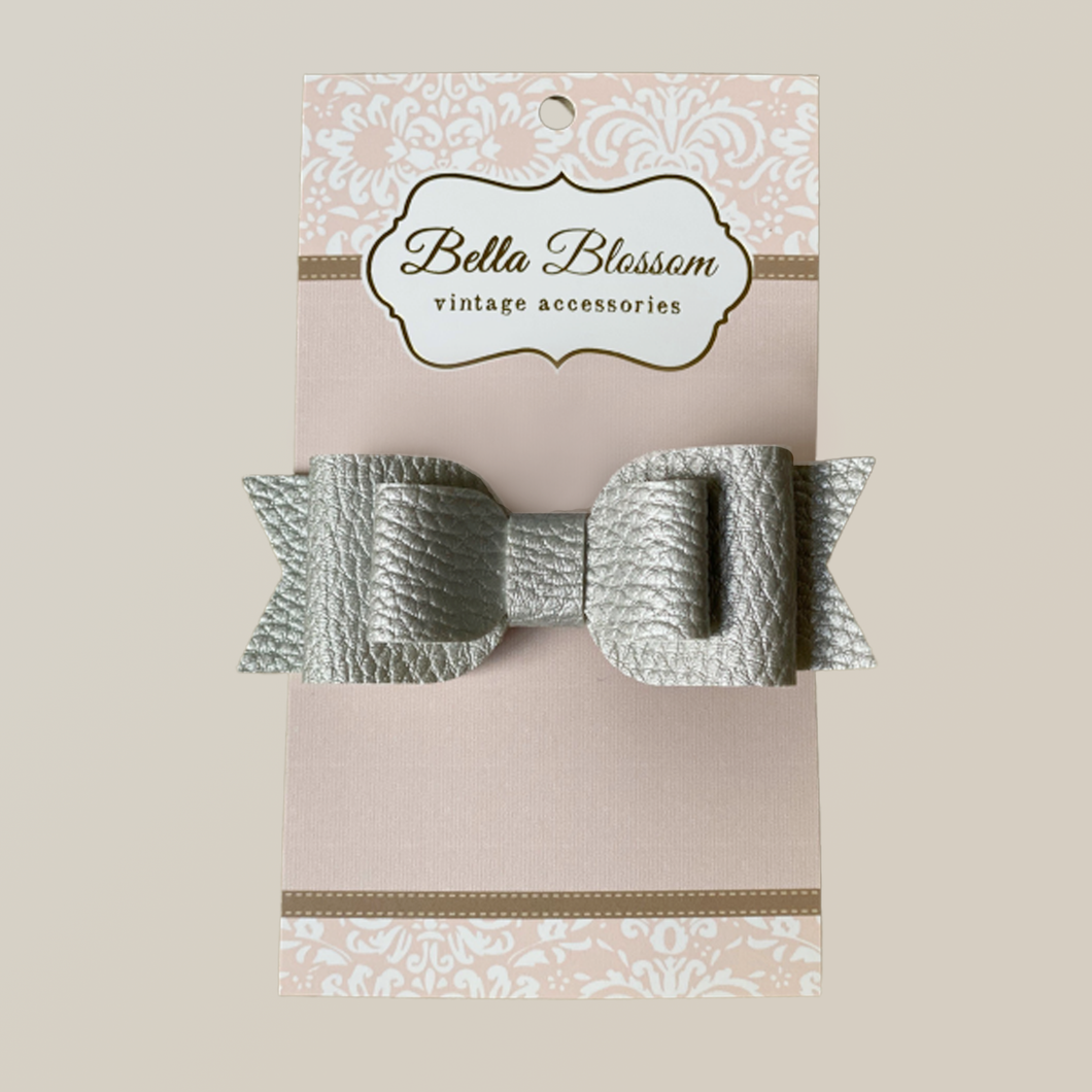 Ruby Grey Mist Baby Bow Clip - Bella Blossom Bows