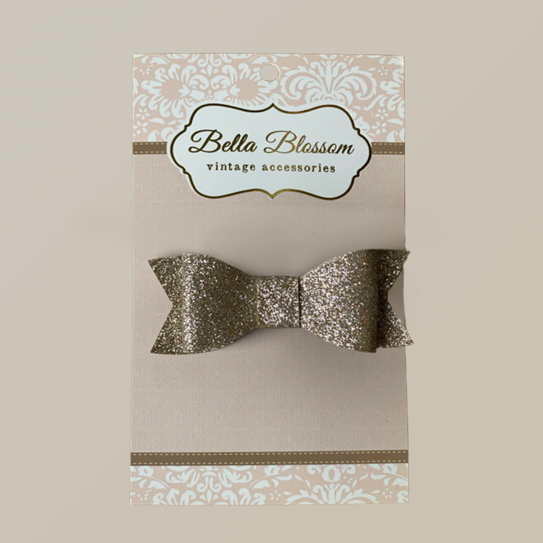 Lexie Glitter Gold Baby Bow Clip - Bella Blossom Bows