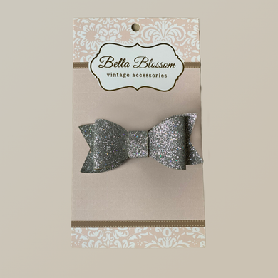 Lexie Silver Glitter Baby Bow Clip - Bella Blossom Bows