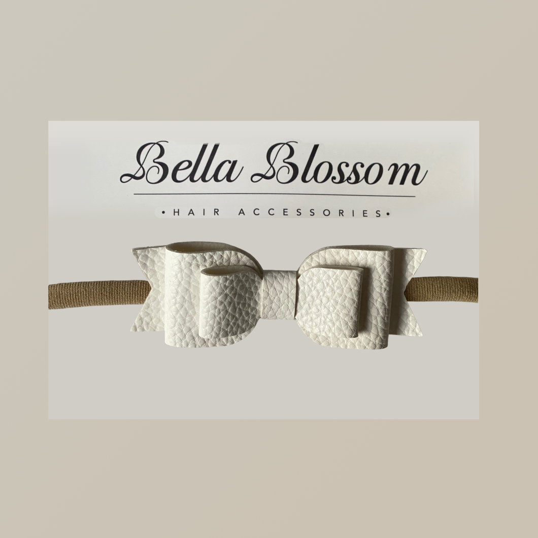 Stormi White Baby Bow - Headband - Bella Blossom Bows